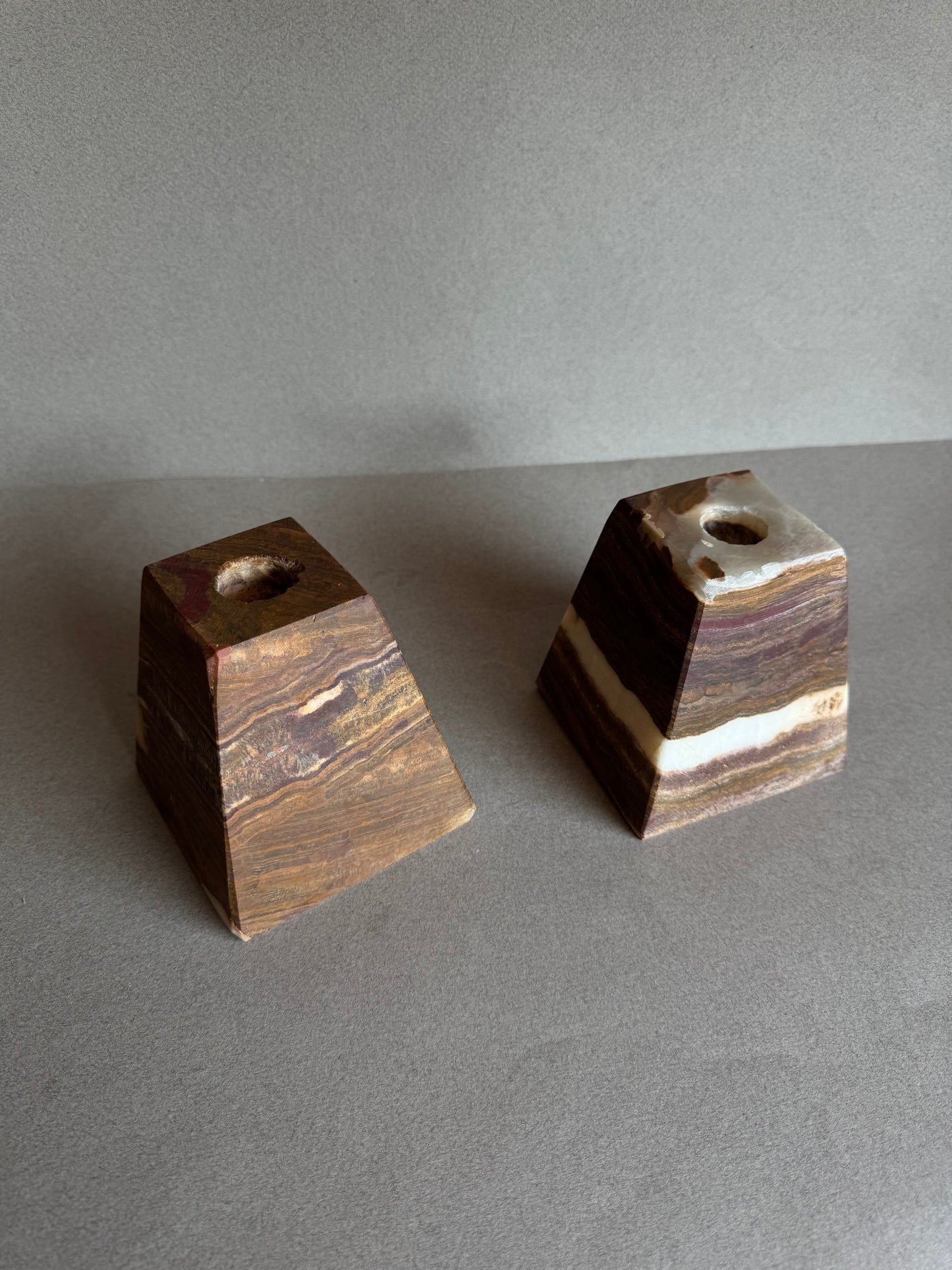 Mocha & Warm Ivory | SAÉA Pyramid Taper Candle Holders