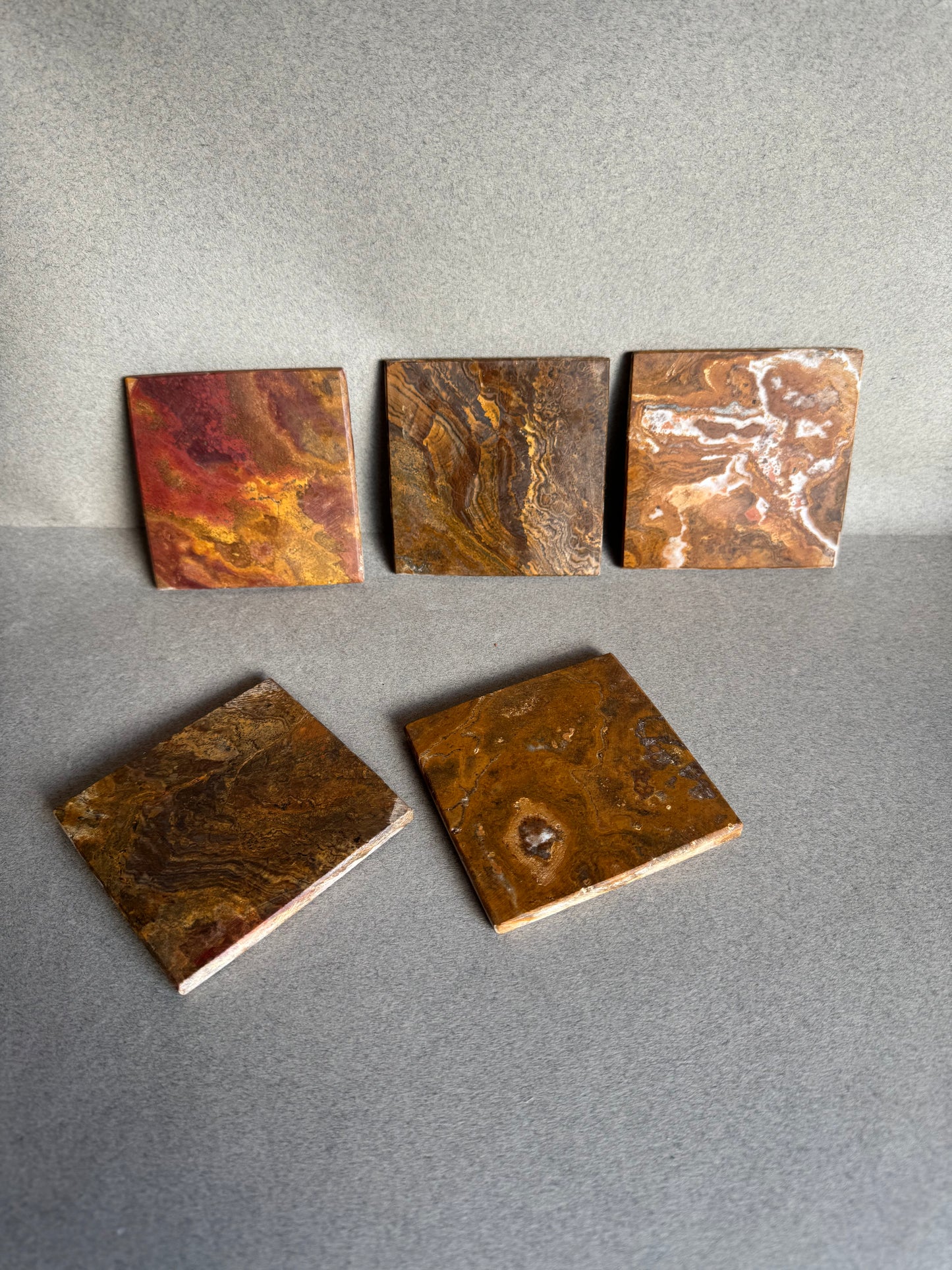 Weathered Terracotta and Burnt Sienna | SAÉA Square Onyx Coaster Set