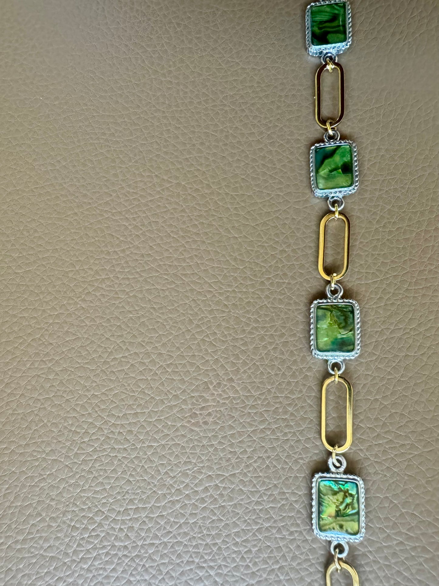 SAÉA Paperclip Bracelet/Anklet in Vintage Abalone & 18k gold