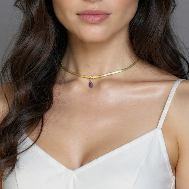 pink tourmaline gold necklace