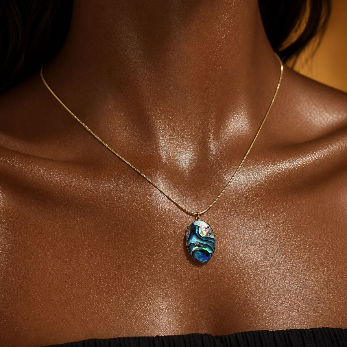 Abalone Shell Pendant Necklace on Gold-Filled Chain | SAÉA