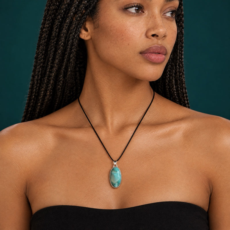 Sea glass & white | SAÉA Larimar Oval Pendant Necklace