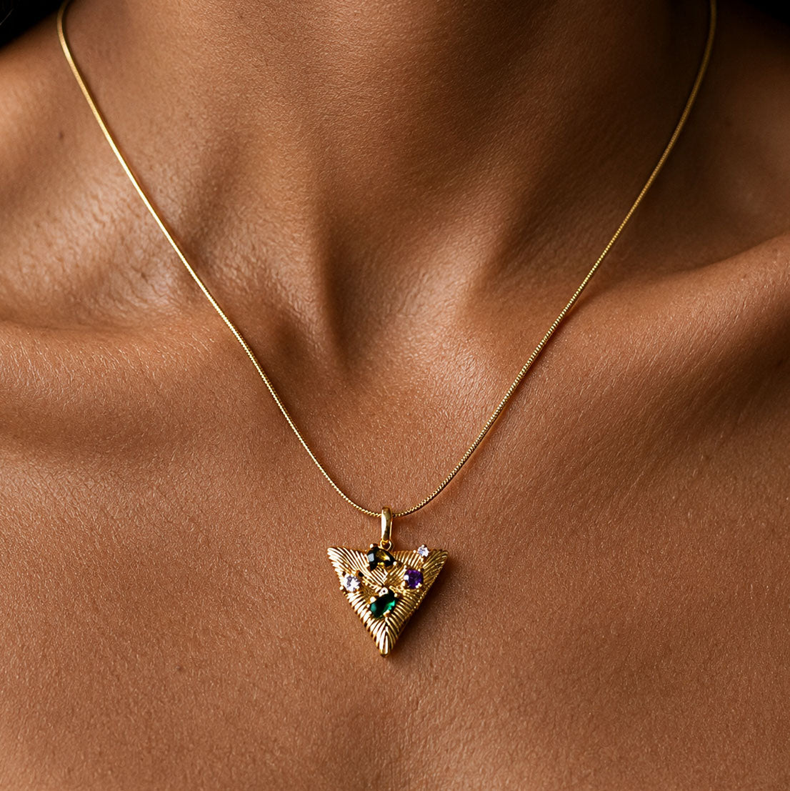 SAÉA Multi-Gem Arrowhead Pendant Necklace