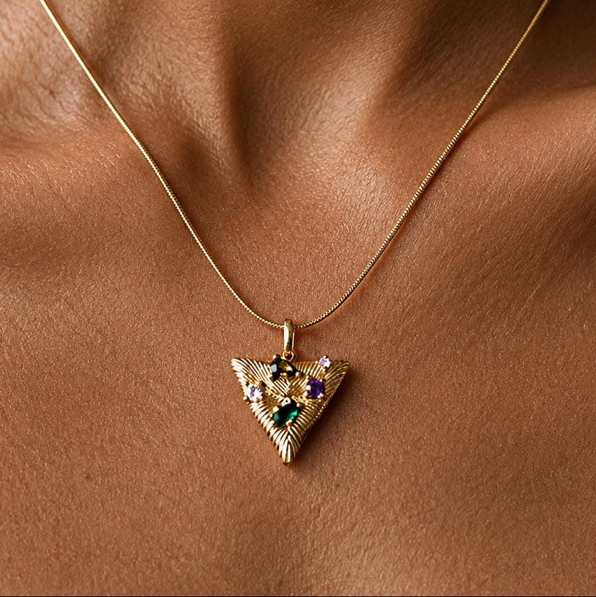 SAÉA Multi-Gem Arrowhead Pendant Necklace on Gold Snake Chain