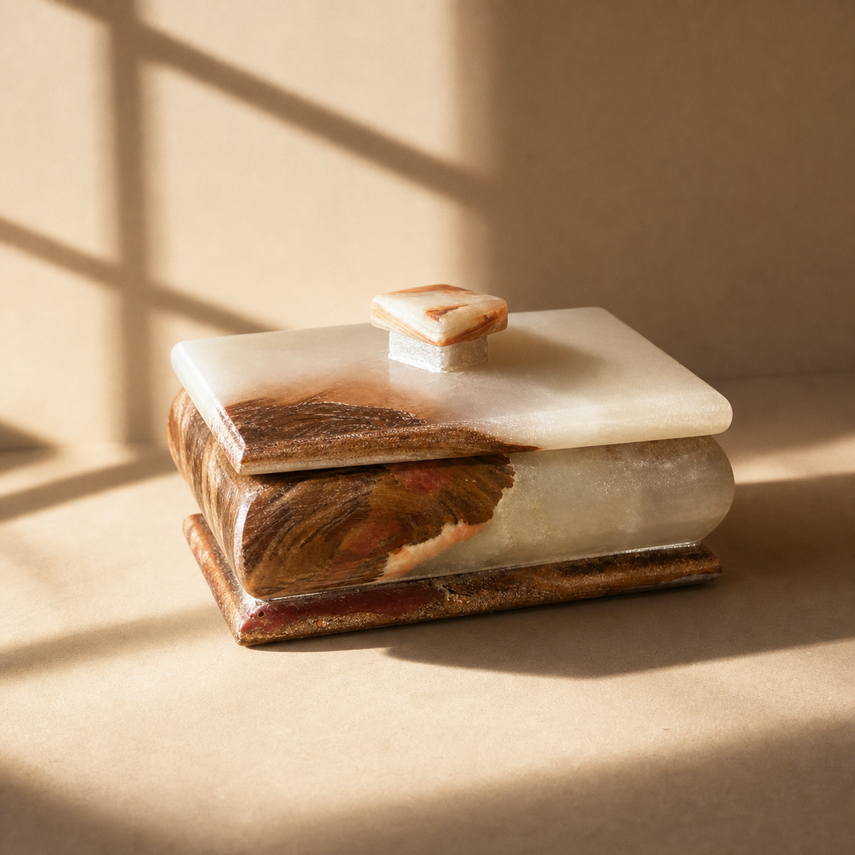 Rare Rust & Beige Swirl Onyx Box — Ring & Trinket Box | SAÉA