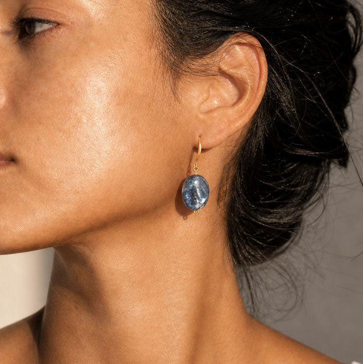SAÉA Ocean Blue Kyanite Drop Gold Earrings