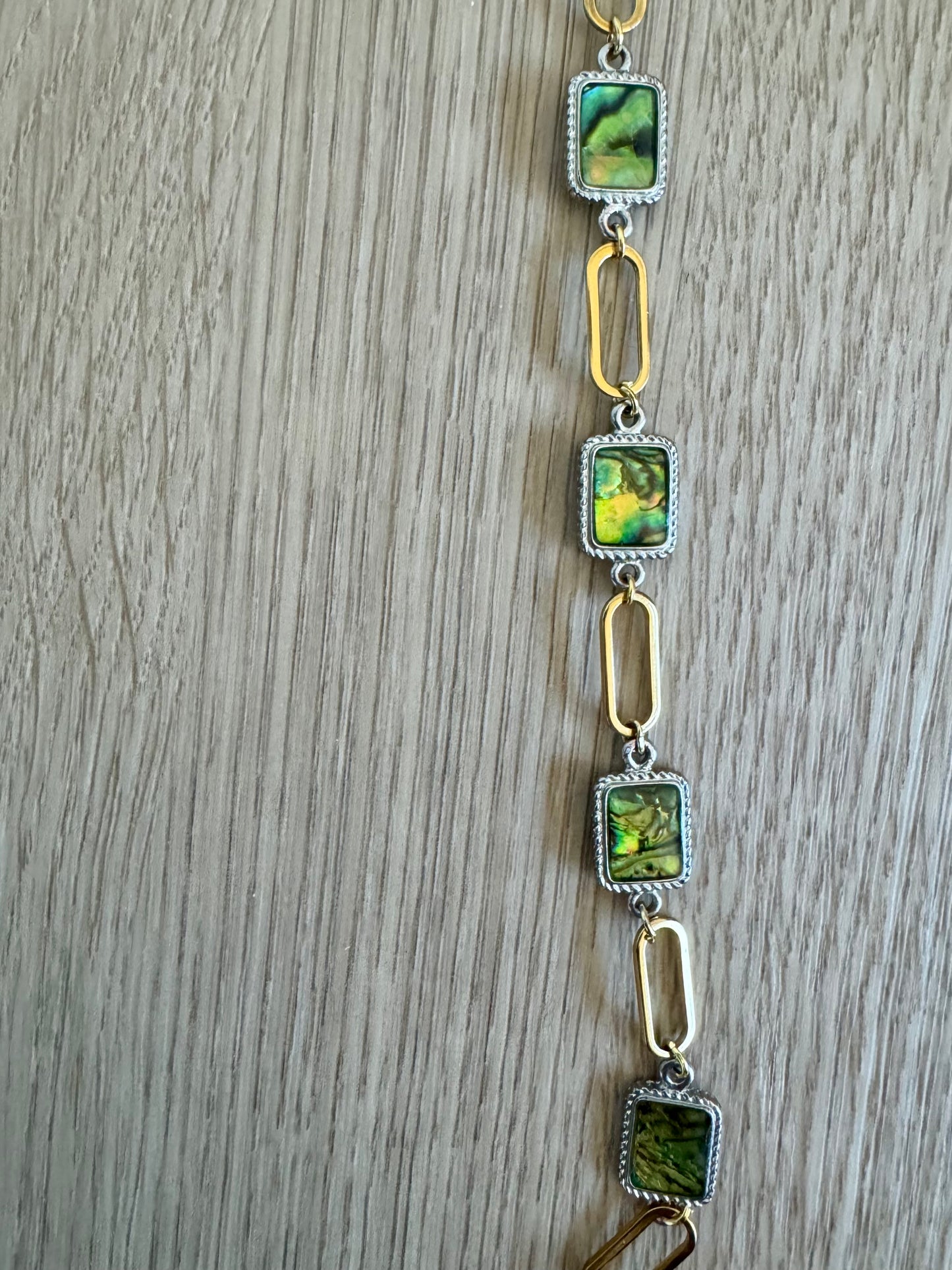 SAÉA Paperclip Bracelet/Anklet in Vintage Abalone & 18k gold