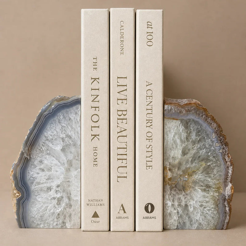 Whitewater — SAÉA Agate Bookends (Set of 2), styled in a room