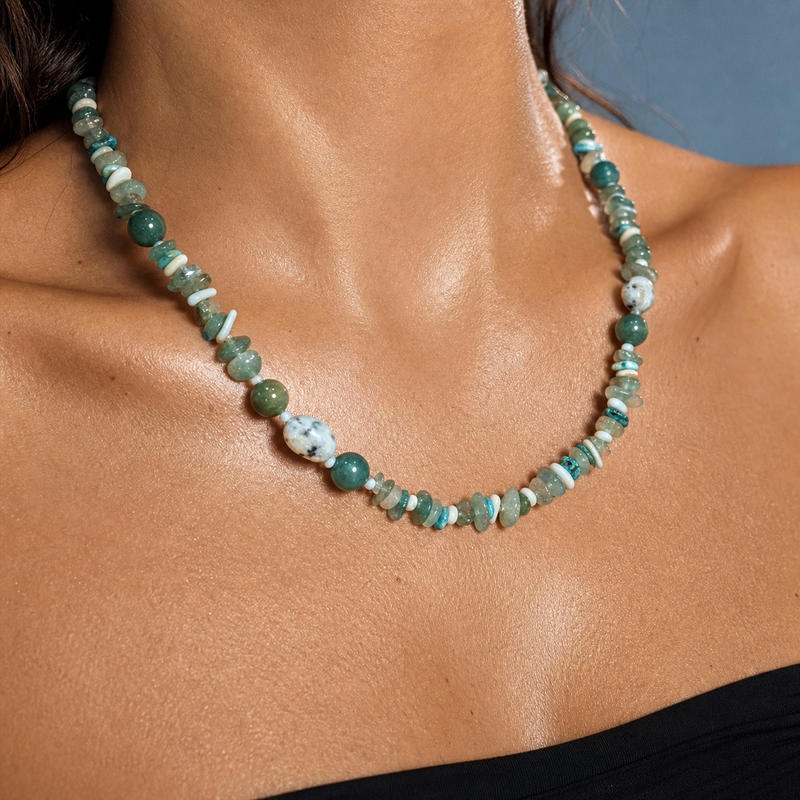 SAÉA Multi-Stone Aventurine Beaded Necklace | Vintage, One of One