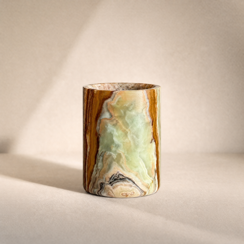 Olive green, caramel & earth | SAÉA Flat Onyx Vessel