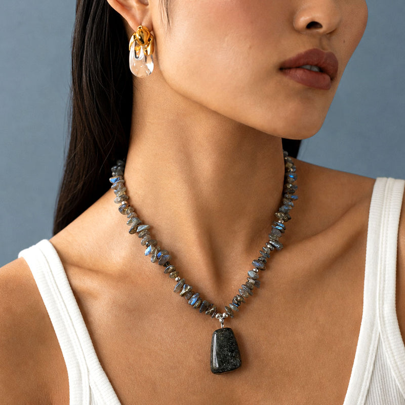 labaradorite chunky beaded necklace