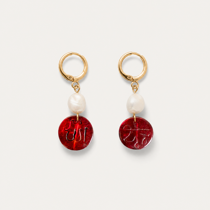 SAÉA Garnet Glass & Freshwater Pearl Drop Earrings — Mecca Heritage Beads