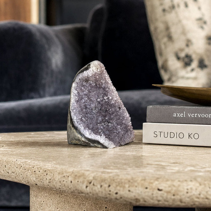 Banded Amethyst Geode — SAÉA Decorative Object, close-up of the banding