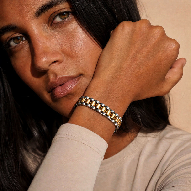 SAÉA Mixed Metal Two-Tone Watch Link Bracelet - Gold & Silver