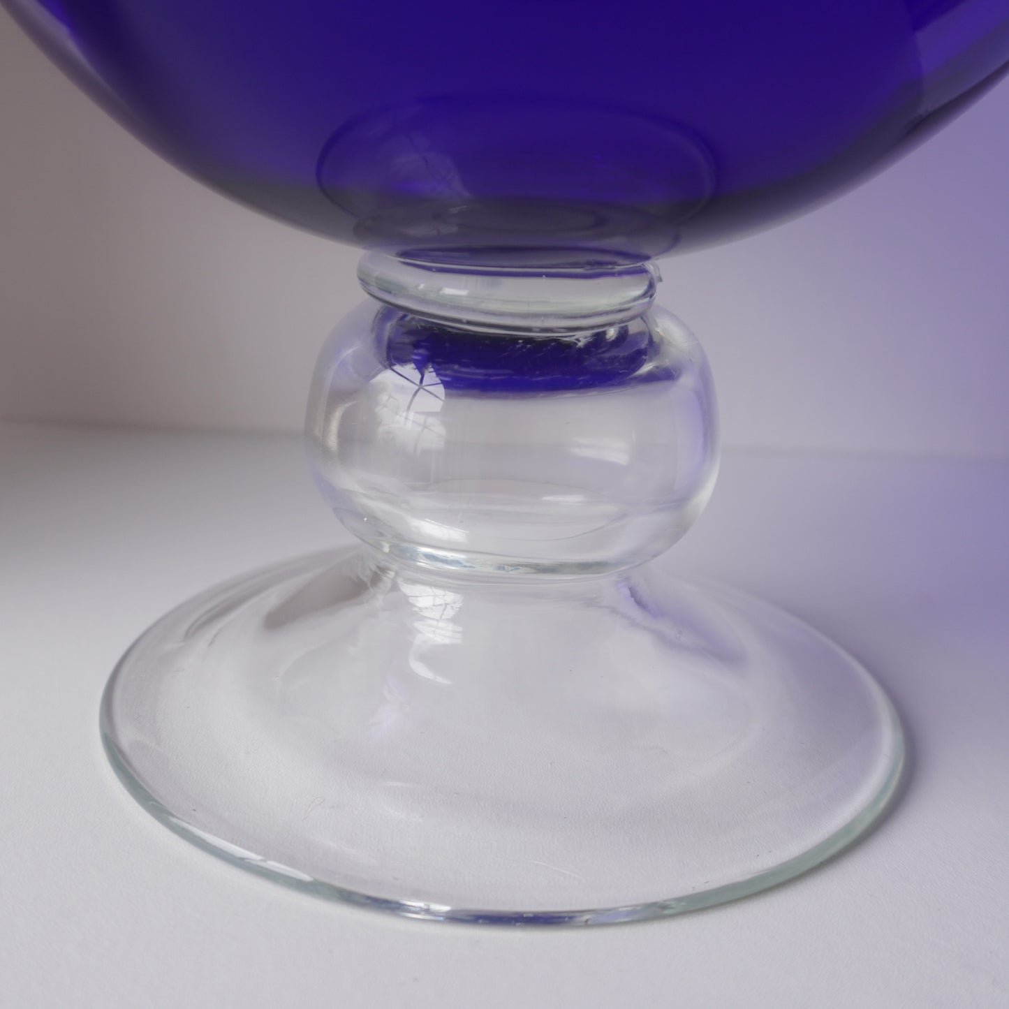 Vintage 1980s Cobalt Blue Glass Compote Bowl - Mid-Century - American Origin