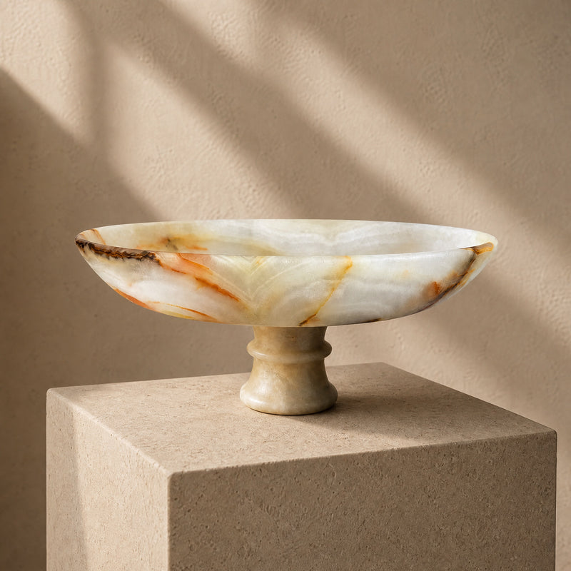 Cream, honey, and amber | SAÉA Centerpiece Pedestal Bowl
