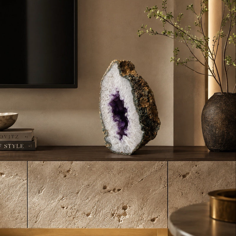 Large Amethyst Crystal Geode — SAÉA stone decor