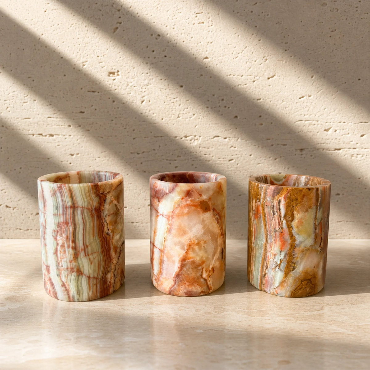 Sage Ember, Canyon Stripe, Coral Cloud | SAÉA Flat Onyx Vessel