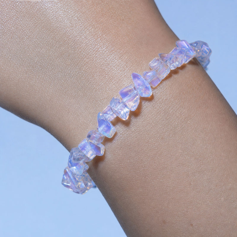 Opalite chip crystal beaded bracelet