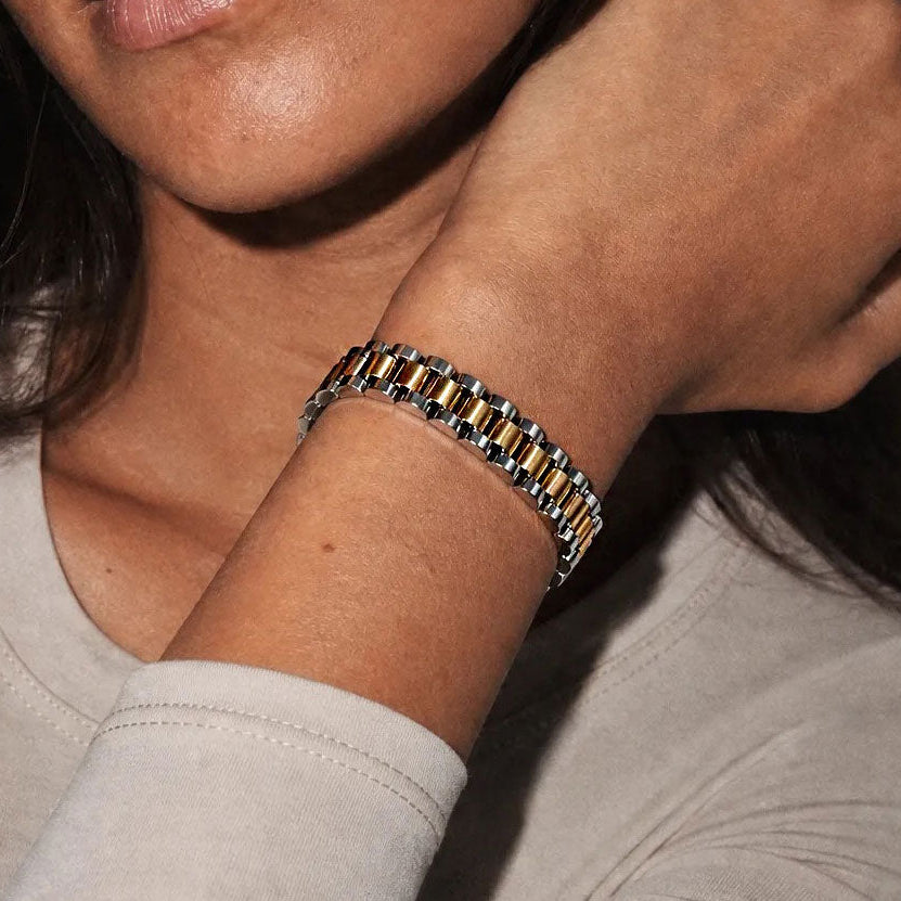 SAÉA Mixed Metal Two-Tone Watch Link Bracelet - Gold & Silver