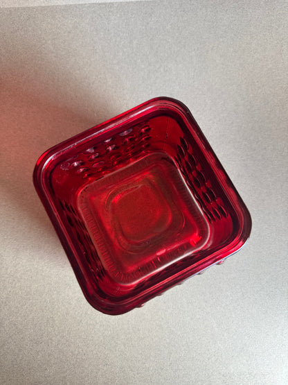 Vintage 1960s Ruby Red Hobnail Glass Jar | American Origin