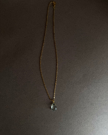 SAÉA Blue Fluorite Drop Pendant Necklace on Paperclip Chain