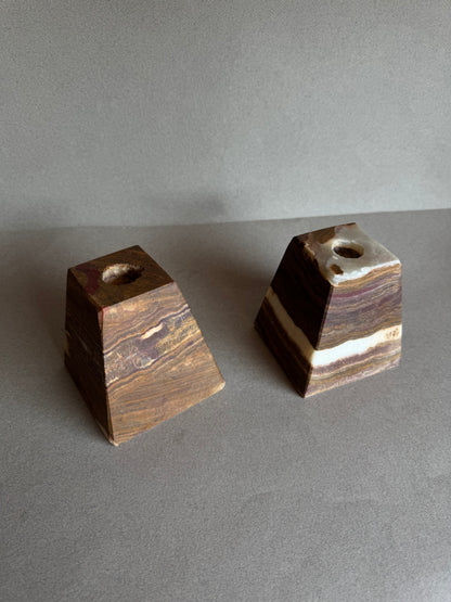 Mocha & Warm Ivory | SAÉA Pyramid Taper Candle Holders