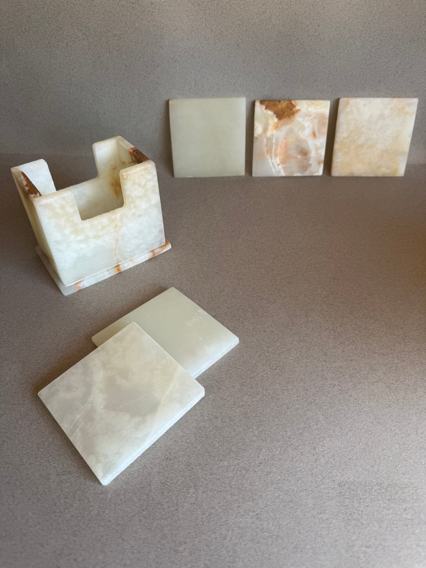 Golden Clay & Burnt Caramel | SAÉA Square Onyx Coaster Set