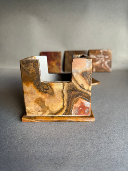 Weathered Terracotta and Burnt Sienna | SAÉA Square Onyx Coaster Set
