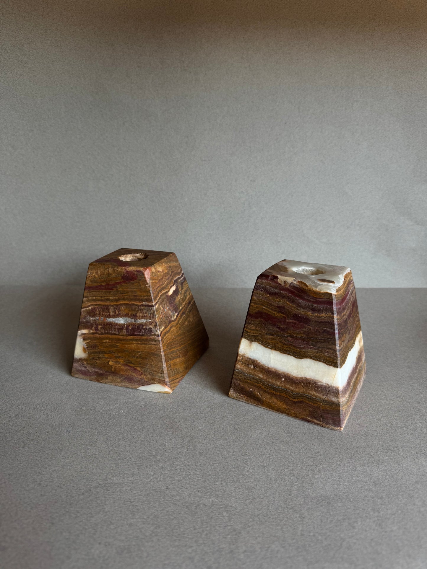 Mocha & Warm Ivory | SAÉA Pyramid Taper Candle Holders