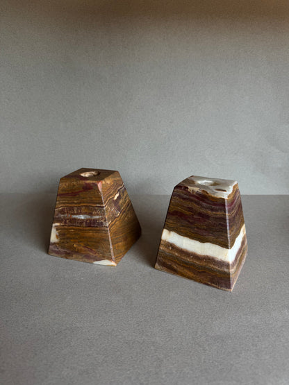 Mocha & Warm Ivory | SAÉA Pyramid Taper Candle Holders