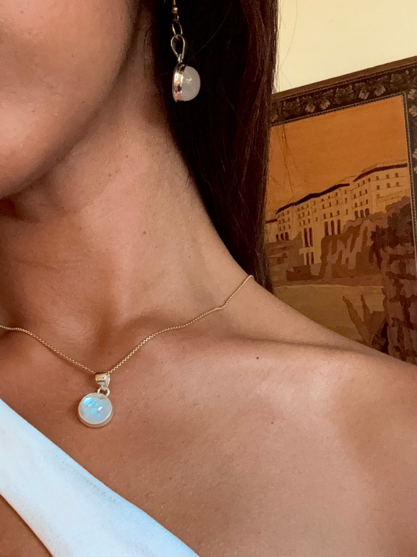 SAÉA Moonstone Earrings & Pendant Necklace Set