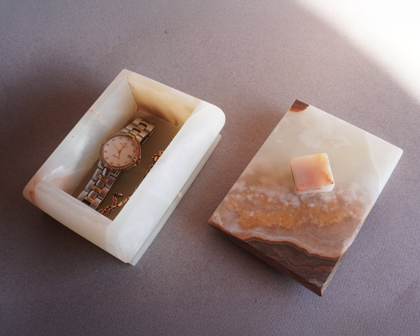 Ivory, golden honey, and rust | SAÉA Storage Box with Lid