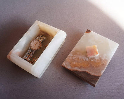 Ivory, golden honey, and rust | SAÉA Storage Box with Lid