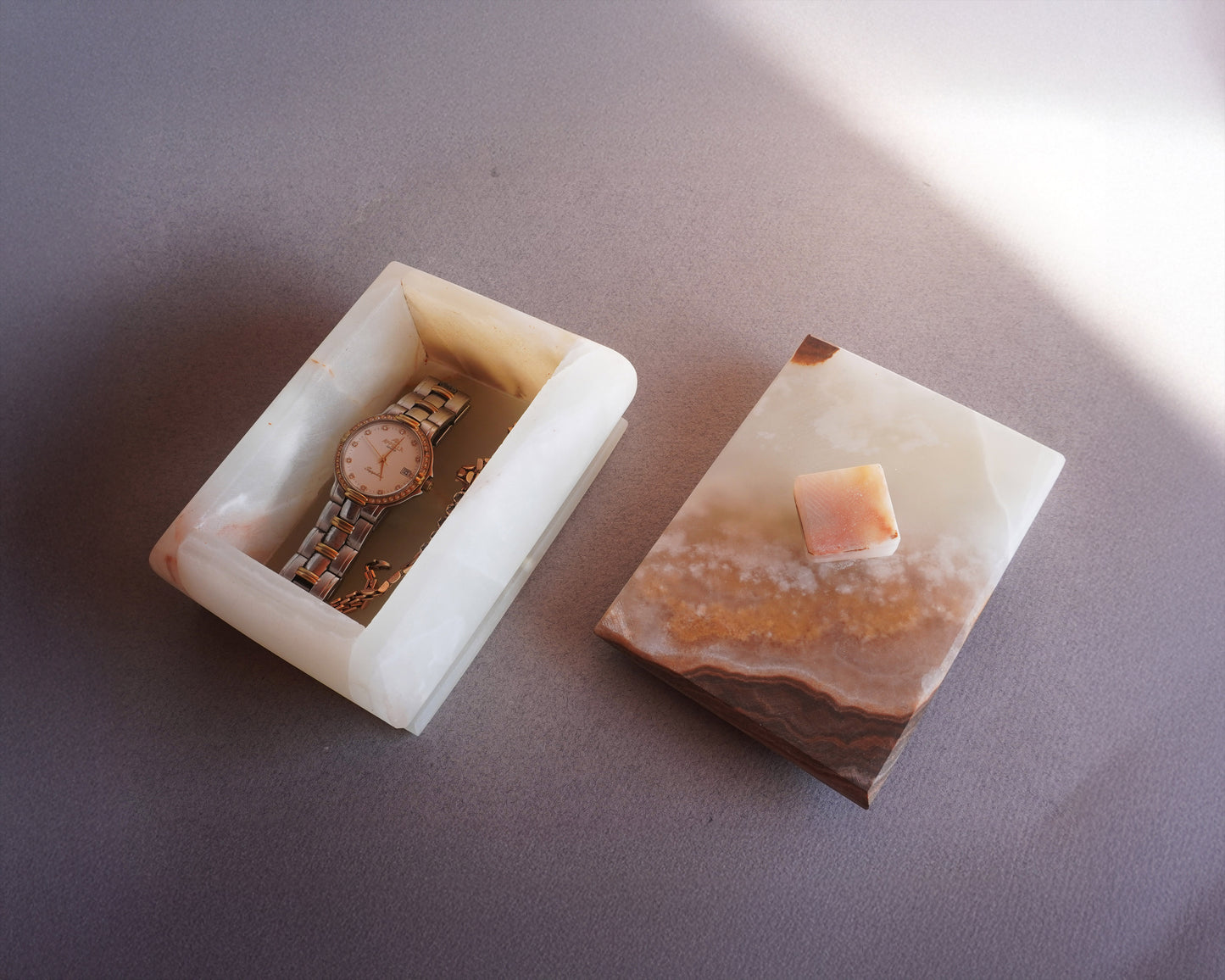 Ivory, golden honey, and rust | SAÉA Storage Box with Lid