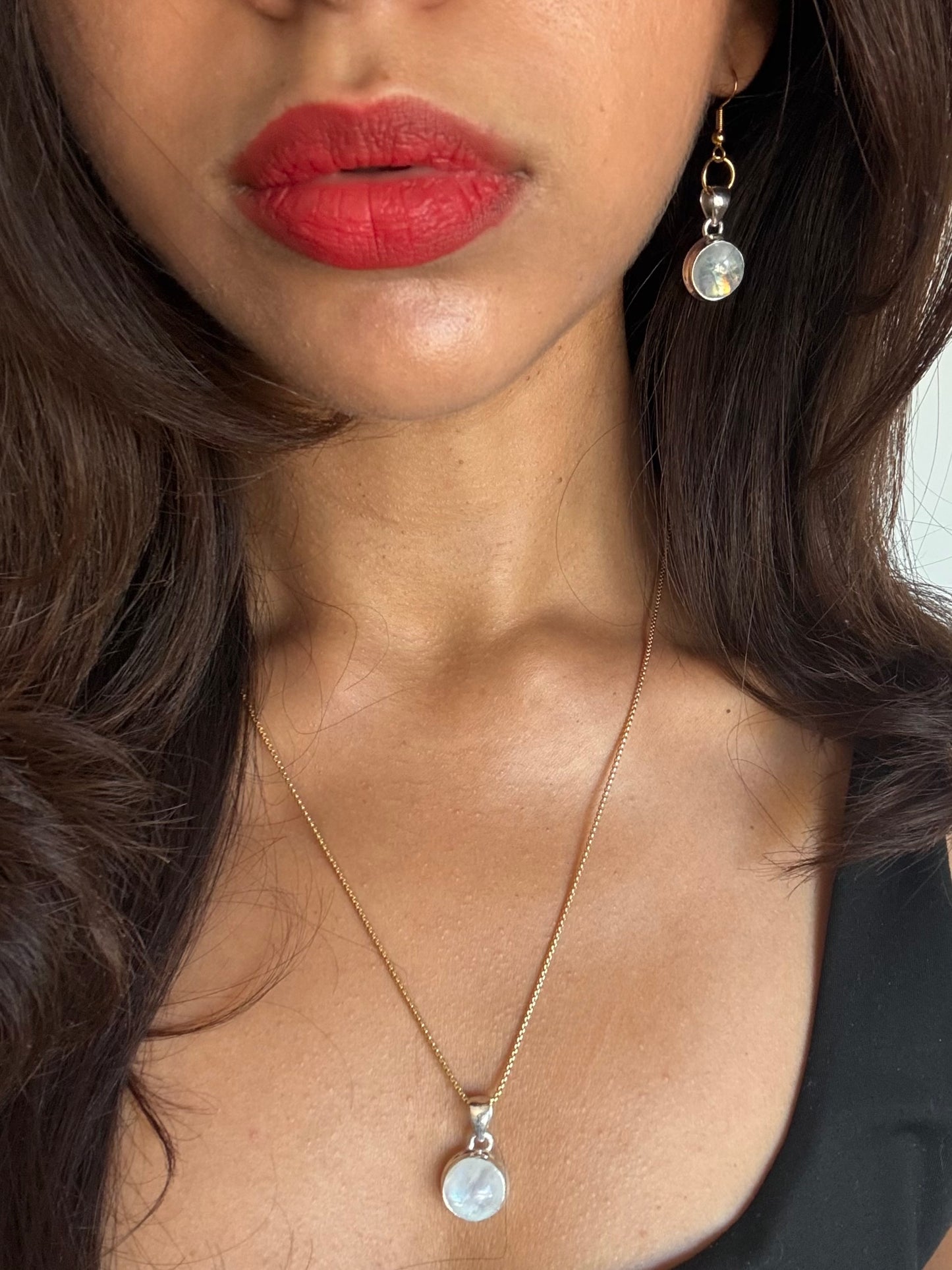 SAÉA Moonstone Earrings & Pendant Necklace Set