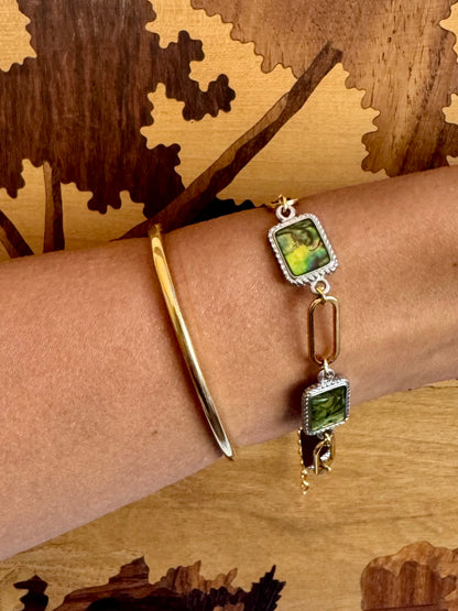 SAÉA Paperclip Bracelet/Anklet in Vintage Abalone & 18k gold