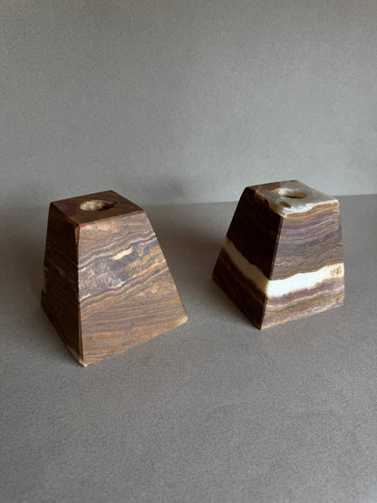 Mocha & Warm Ivory | SAÉA Pyramid Taper Candle Holders