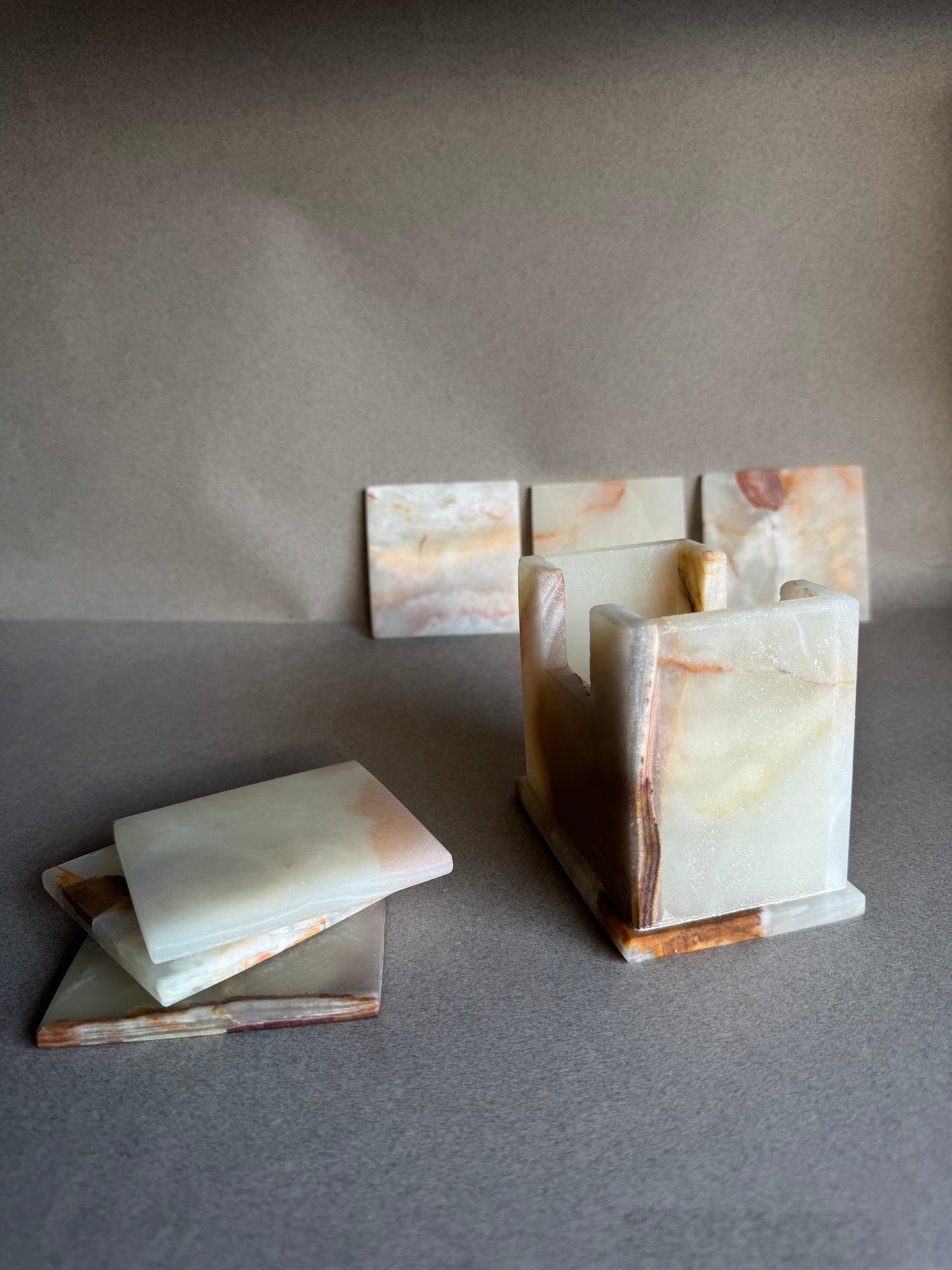 Blush, Pale Rose & Apricot | SAÉA Square Onyx Coaster Set