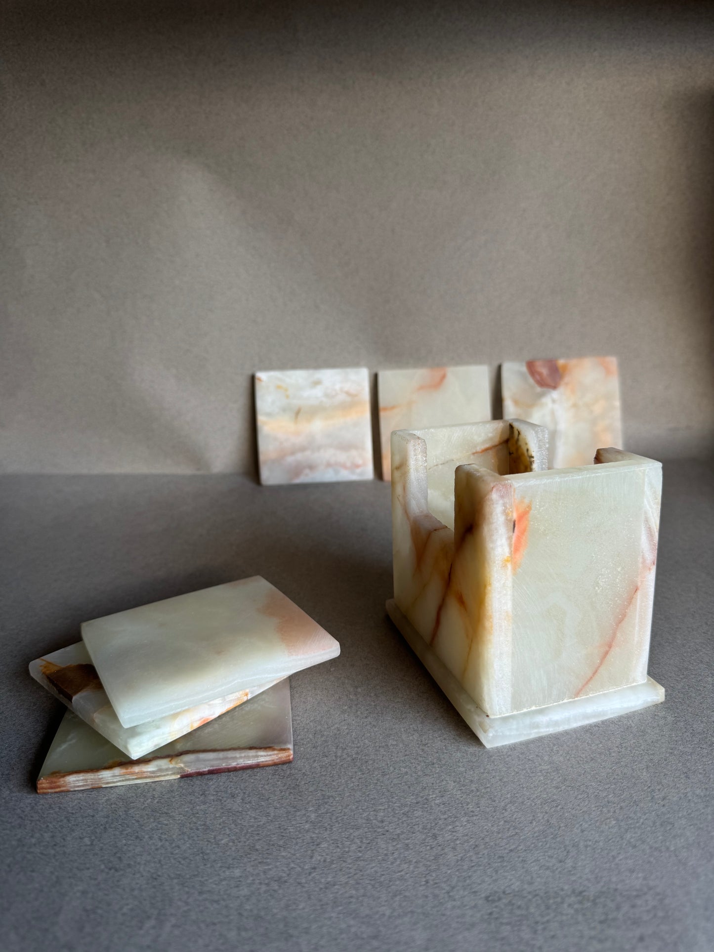 Blush, Pale Rose & Apricot | SAÉA Square Onyx Coaster Set