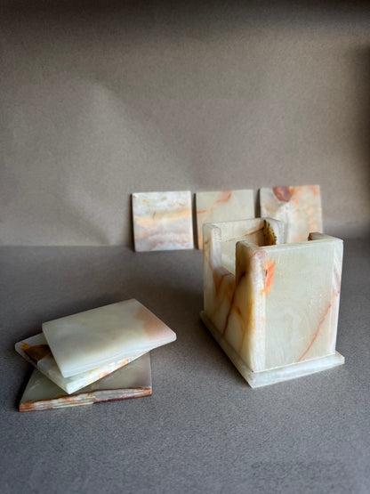 Blush, Pale Rose & Apricot | SAÉA Square Onyx Coaster Set