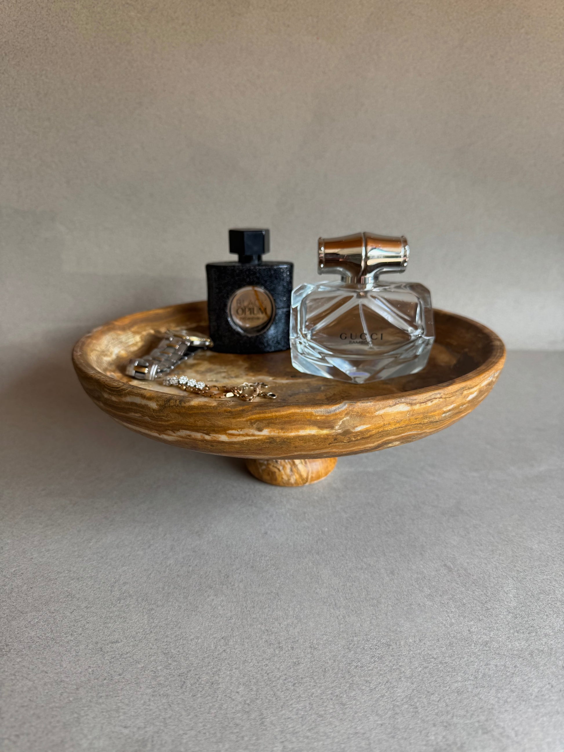 Decorative stone catchall bowl for keys and jewelry perfume wallet