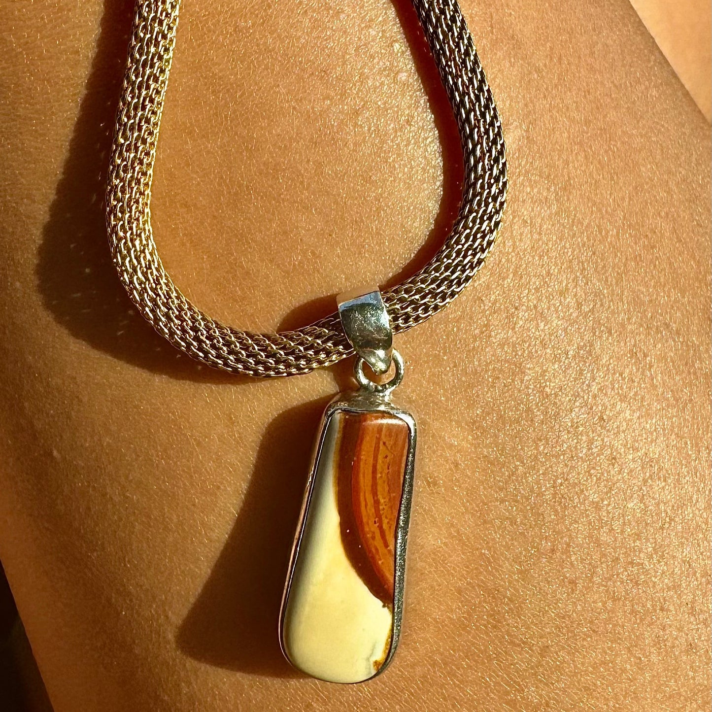 SAÉA Jasper Mesh Necklace in Gold Vermeil