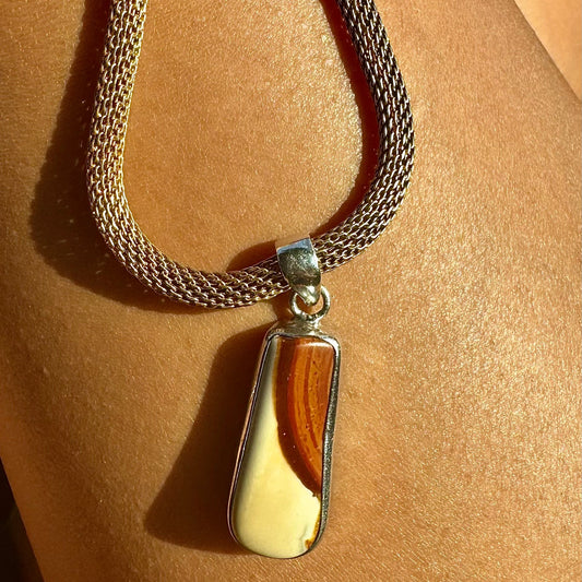 SAÉA Jasper Mesh Necklace in Gold Vermeil