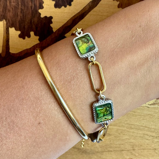 SAÉA Paperclip Bracelet/Anklet in Vintage Abalone & 18k gold