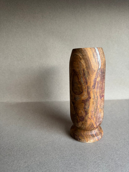 Unique handcrafted Onyx vase in red clay and smoky brown tones