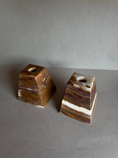 Mocha & Warm Ivory | SAÉA Pyramid Taper Candle Holders