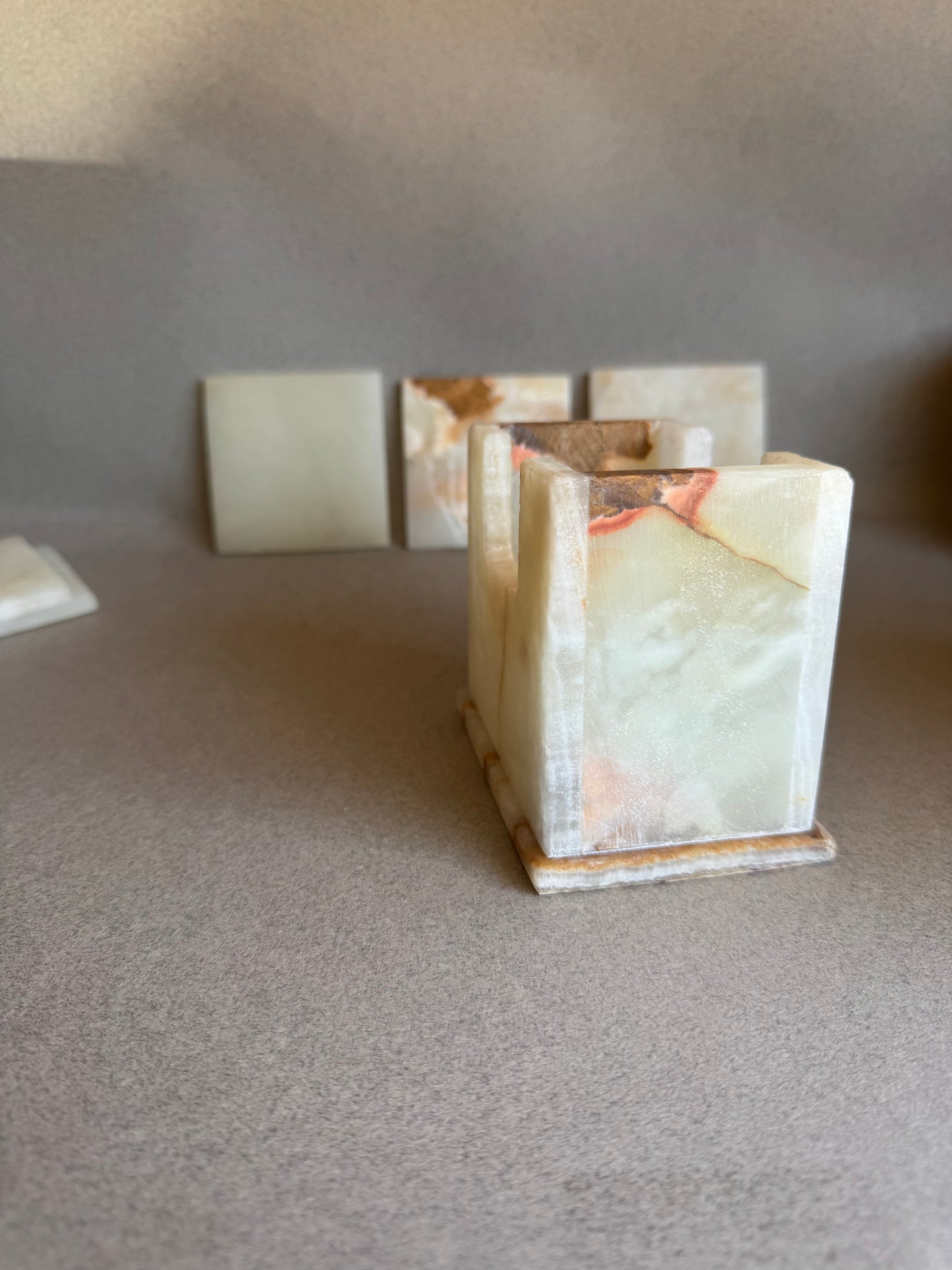 Golden Clay & Burnt Caramel | SAÉA Square Onyx Coaster Set