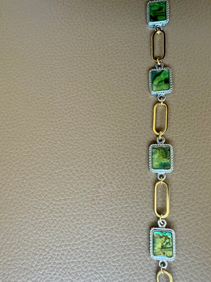 SAÉA Paperclip Bracelet/Anklet in Vintage Abalone & 18k gold