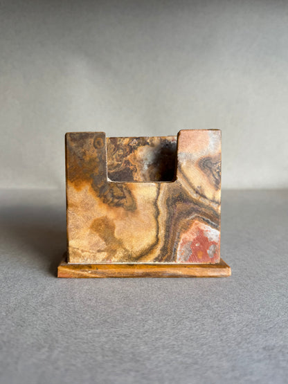 Weathered Terracotta and Burnt Sienna | SAÉA Square Onyx Coaster Set